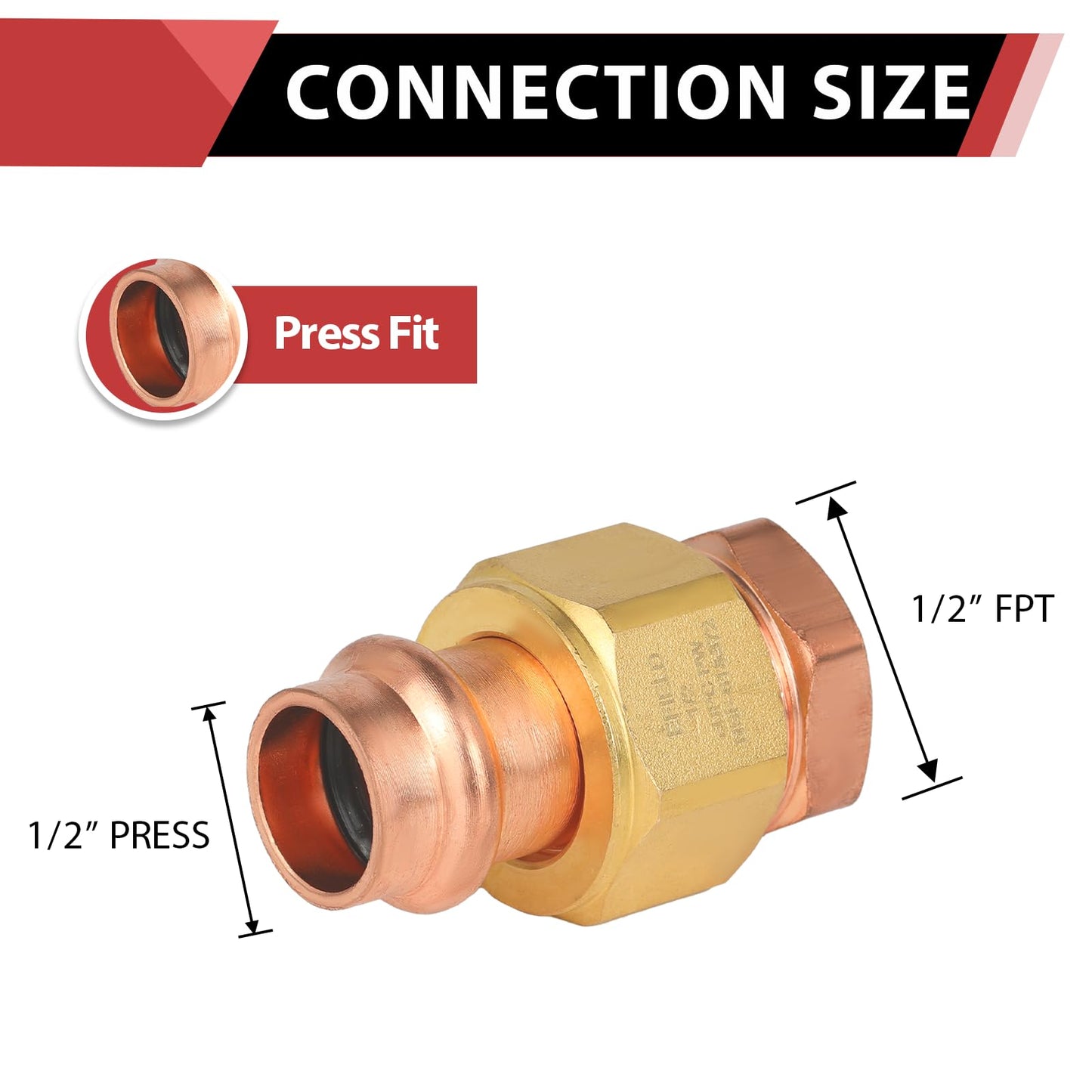 30 Pcs 1/2" Press Copper Union x FPT (Female NPT Threaded) (Lead Free)