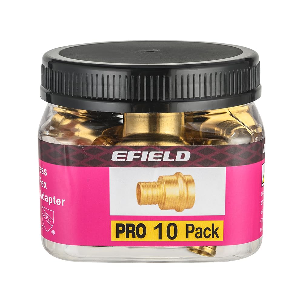 Pro 10-Pack 3/4" Press x 1/2" PEX Crimp Brass Adapter (Lead Free)