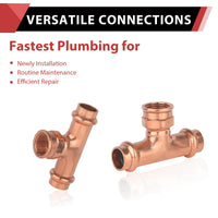3/4" x 3/4" x 1/2" Copper Press x Press x Female Thread Tee (Lead Free) Plumbingsell