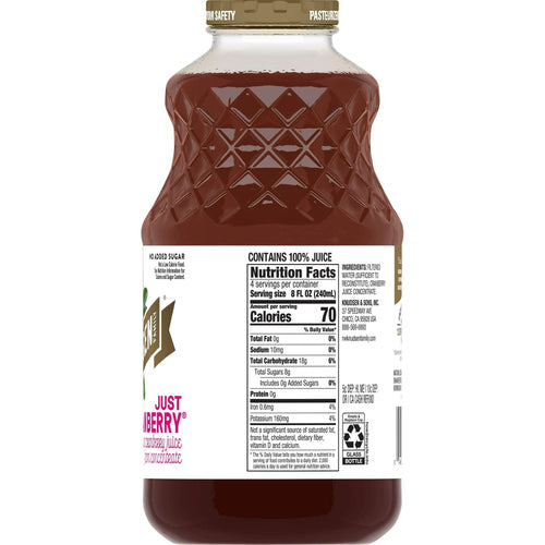 R.W. Knudsen Family Just Cranberry Juice, 100% Juice, 32 oz, Glass Bottle EasyOptionXY LLC