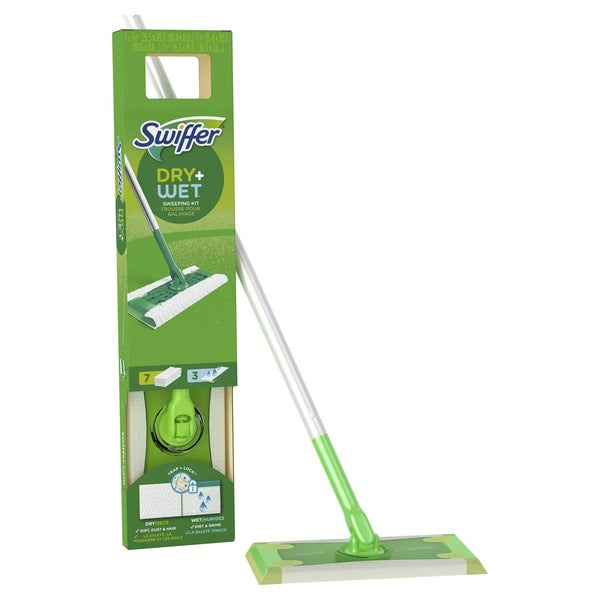 Swiffer Sweeper 2-in-1, Dry and Wet Multi Surface Floor Cleaner and Broom, Sweep and Mop Starter Kit EasyOptionXY LLC
