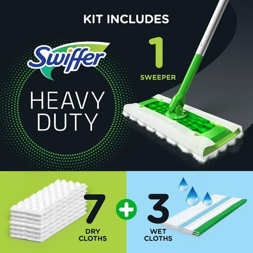 Swiffer Sweeper 2-in-1, Dry and Wet Multi Surface Floor Cleaner and Broom, Sweep and Mop Starter Kit EasyOptionXY LLC