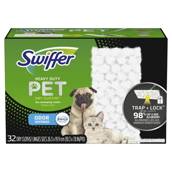 Swiffer Sweeper Pet Heavy Duty Dry Cloth Refills, Febreze Freshness, 32 Count White Pads EasyOptionXY LLC