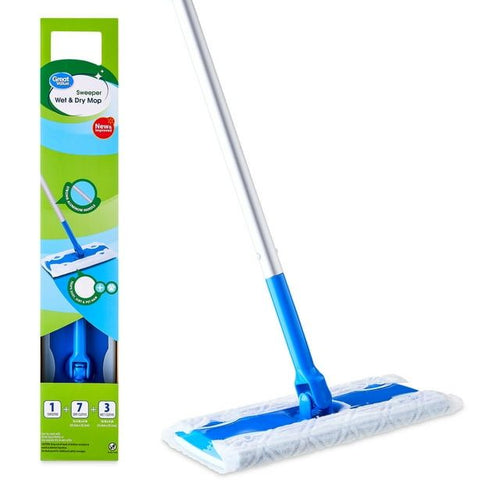 Great Value Wet & Dry Mop Sweeper Kit, 1 Mop Kit, 10 Pad Refills EasyOptionXY LLC