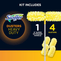Swiffer Dusters Heavy Duty Super Extendable Handle Dusting Kit, 1 6Ft. Handle, 4 Dusters EasyOptionXY LLC