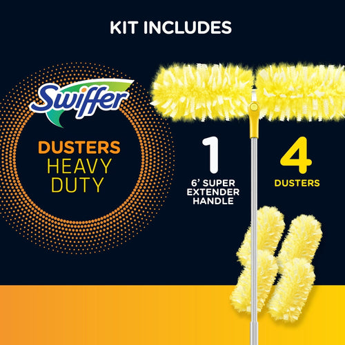 Swiffer Dusters Heavy Duty Super Extendable Handle Dusting Kit, 1 6Ft. Handle, 4 Dusters EasyOptionXY LLC