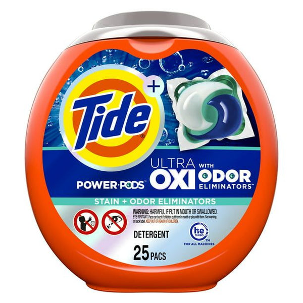 Tide Ultra OXI Power PODS with Odor Eliminators Laundry Detergent Pacs, 25 Count EasyOptionXY LLC