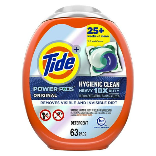 Tide Hygienic Clean Heavy 10x Duty Power Pods Laundry Detergent Pacs; 63 Ct EasyOptionXY LLC
