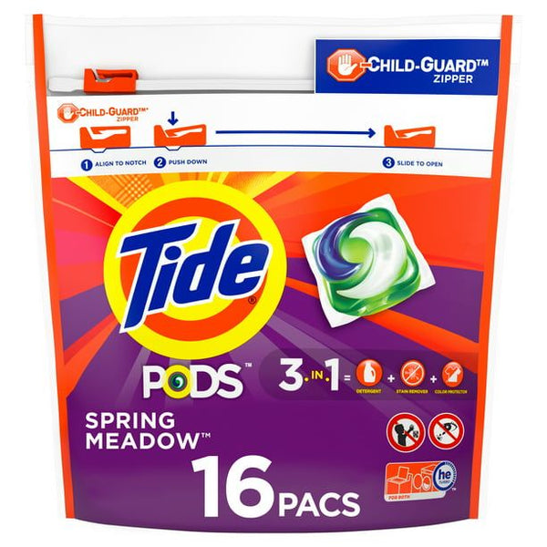 Tide PODS Liquid Laundry Detergent Pacs; Spring Meadow 16 Count EasyOptionXY LLC