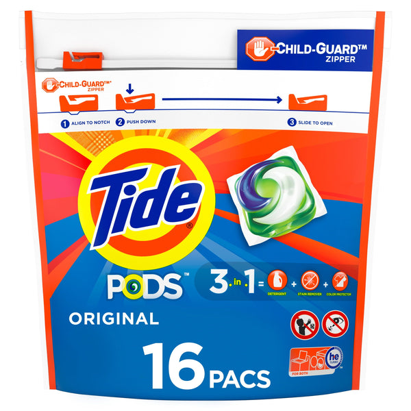 Tide Pods Liquid Laundry Detergent Pacs; 16 Count EasyOptionXY LLC