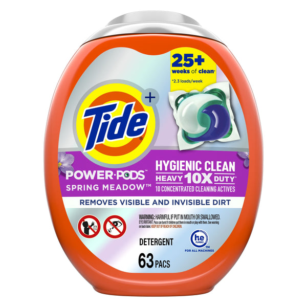 Tide Hygienic Clean Heavy 10x Duty Power PODS Laundry Detergent Pacs; Spring Meadow 63 count EasyOptionXY LLC