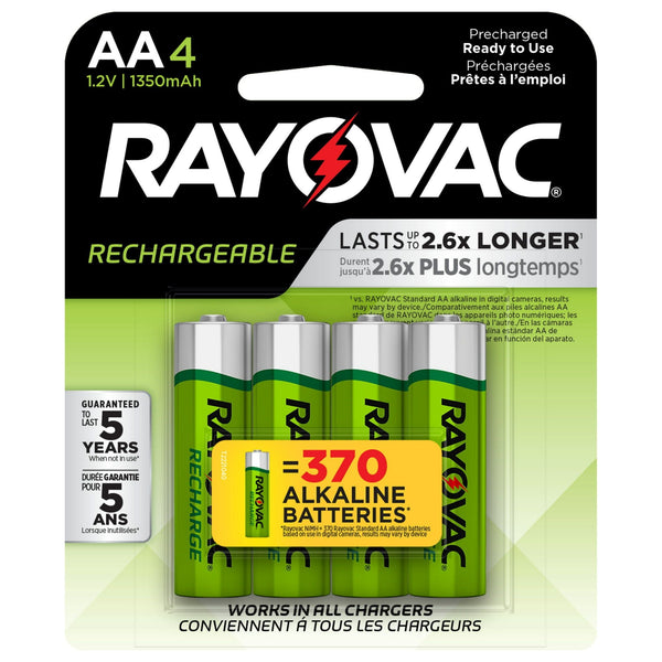 Rayovac Rechargeable AA Batteries (4 Pack), NiMH Double A Batteries EasyOptionXY LLC
