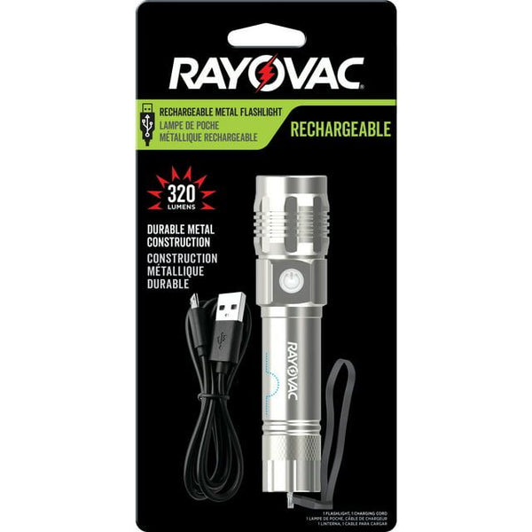 Rayovac Metal Rechargeable LED Flashlight with USB Charging Cable, 300 Lumens, 18650 Battery EasyOptionXY LLC