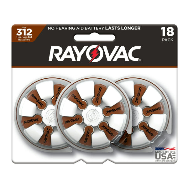 Rayovac Size 312 Hearing Aid Batteries, 18-Pack 312-18 EasyOptionXY LLC