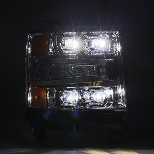 AlphaRex 16-18 Chevrolet Silverado 1500 NOVA-Series LED Projector Headlights Chrome OffRoadUSA.com