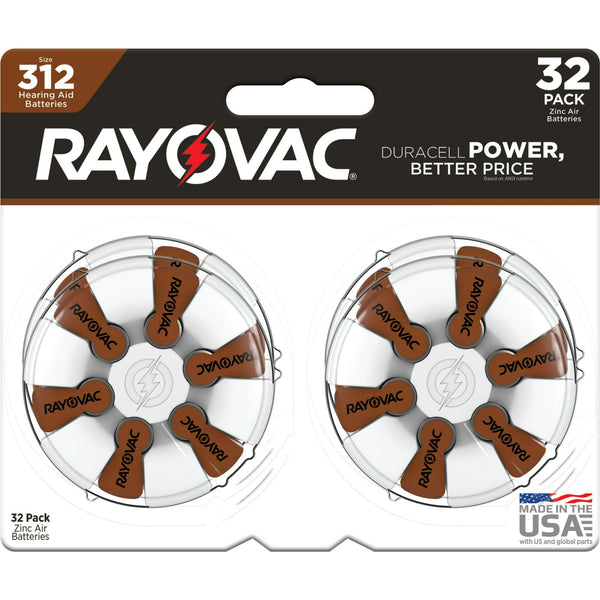 Rayovac Size 312 Hearing Aid Batteries (32 Pack), Size 312 Batteries EasyOptionXY LLC