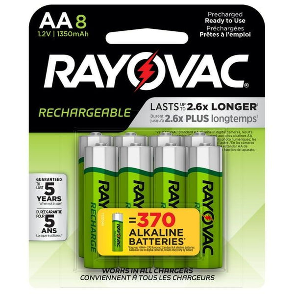 Rayovac Rechargeable AA Batteries (8 Pack), NiMH Double A Batteries EasyOptionXY LLC
