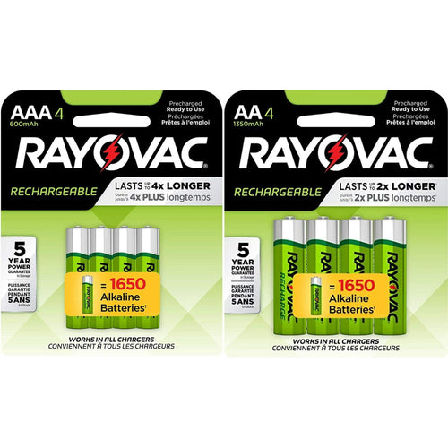 Rayovac Rechargeable 4 AA 1350mAh and 4 AAA 600mAh NiMH Batteries EasyOptionXY LLC