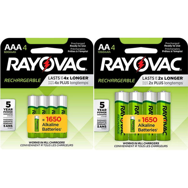 Rayovac Rechargeable 4 AA 1350mAh and 4 AAA 600mAh NiMH Batteries EasyOptionXY LLC