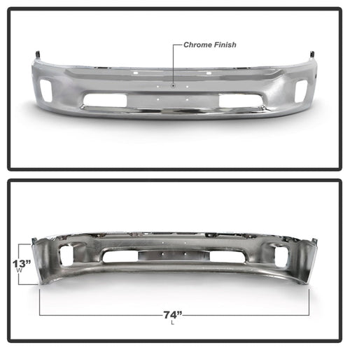 Spyder Dodge Ram 1500 13-18 Bottom w/o Sensor w/Fog Light Hole Front Bumper-Chrome (OEM 68160853AB) OffRoadUSA.com