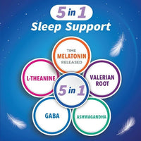 Qunol Sleep Support, 5 in 1 Non-Habit Forming Sleep Aid, Supplement with time-released Melatonin 5mg, Ashwagandha, GABA, Valerian Root, L-Theanine, 30ct Capsules EasyOptionXY LLC