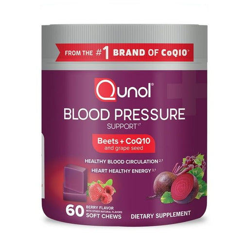 Qunol Blood Pressure Support w/CoQ10+Beets chews 60ct EasyOptionXY LLC