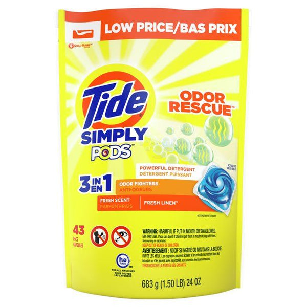 Tide Simply PODS Odor Rescue Laundry Detergent Pacs; Fresh Scent 43 ct EasyOptionXY LLC