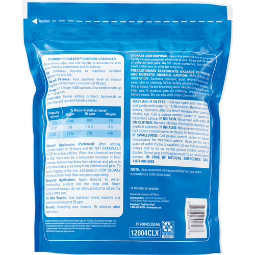 Clorox Pool&Spa Chlorine Stabilizer for Swimming Pools, 4 lb Bag EasyOptionXY LLC