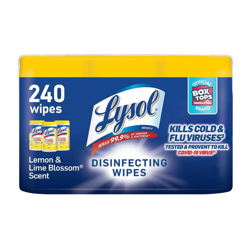 Lysol Disinfectant Wipes, Multi-Surface Antibacterial Cleaning Wipes, For Disinfecting and Cleaning, Lemon and Lime Blossom, 240 Count (Pack of 3) EasyOptionXY LLC