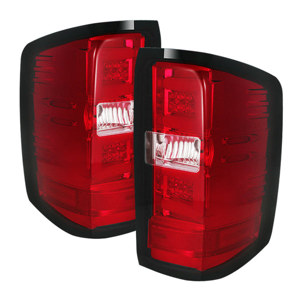 Spyder Chevy 1500 14-16 Light Bar LED Tail Lights Red Clear ALT-YD-CS14-LBLED-RC OffRoadUSA.com