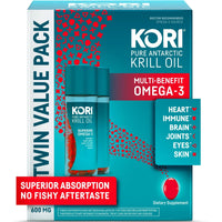 Kori Krill Oil Omega-3 600mg, 120 Softgels | Superior Omega-3 Absorption vs Fish Oil | No Fishy Burps | Omega-3 Supplement for Heart, Brain, Joint, Eye, Skin & Immune Health EasyOptionXY LLC