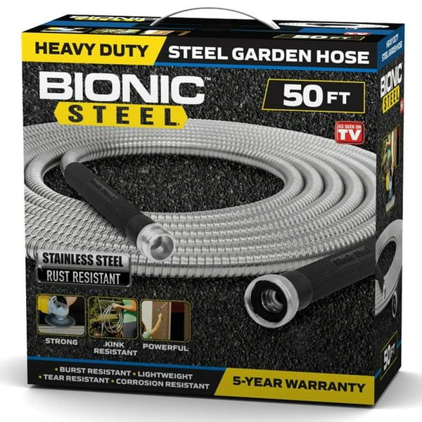 Bionic Steel Garden Hose, 304 Stainless Steel Metal Water Hose ¨C Flexible, Lightweight, Crush Resistant Aluminum Fittings, Kink & Tangle Free, Rust Proof, 50 ft. EasyOptionXY LLC