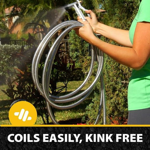 Bionic Steel Garden Hose, 304 Stainless Steel Metal Water Hose ¨C Flexible, Lightweight, Crush Resistant Aluminum Fittings, Kink & Tangle Free, Rust Proof, 50 ft. EasyOptionXY LLC
