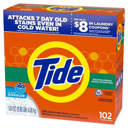 Tide Mountain Spring 102 Loads Powder Laundry Detergent; 143 oz EasyOptionXY LLC