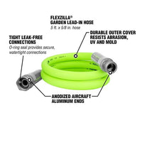 Flexzilla? Garden Lead-in Hose, 5/8" x 5', 3/4" - 11 1/2 GHT Fittings, ZillaGreen? EasyOptionXY LLC