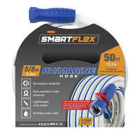 SmartFlex? RV/Marine Hose, 5/8" x 50', 3/4" - 11 1/2 GHT Fittings, Hybrid Polymer Blend, White EasyOptionXY LLC