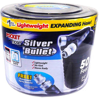 Pocket Hose Original Silver Bullet Water Hose by BulbHead - Expandable Garden Hose That Grows with Lead-Free Aluminum Connectors - Safe Drinking Water Hose (50 Feet) EasyOptionXY LLC