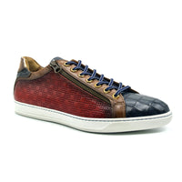 Zelli Italia 65-209-RED BREZZA Calfskin & Embossed Crocodile Sneaker, Red