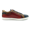 65-209-RED BREZZA Calfskin & Embossed Crocodile Sneaker, Red