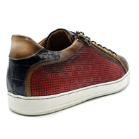 Zelli Italia 65-209-RED BREZZA Calfskin & Embossed Crocodile Sneaker, Red