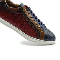 Zelli Italia 65-209-RED BREZZA Calfskin & Embossed Crocodile Sneaker, Red