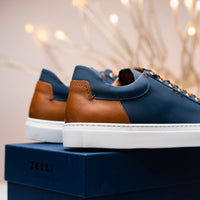 Zelli Italia Zelli Italia 65-229-NVY Diaz Rubberized Calfskin Sneaker Navy