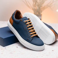 Zelli Italia Zelli Italia 65-229-NVY Diaz Rubberized Calfskin Sneaker Navy