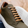 Zelli Italia 65-229-OLV Diaz Rubberized Calfskin Sneaker Olive Green
