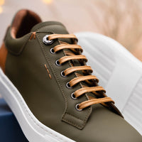 Zelli Italia 65-229-OLV Diaz Rubberized Calfskin Sneaker Olive Green