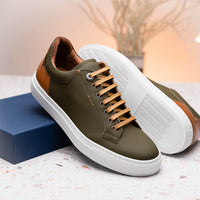 Zelli Italia 65-229-OLV Diaz Rubberized Calfskin Sneaker Olive Green