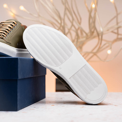 Zelli Italia 65-229-OLV Diaz Rubberized Calfskin Sneaker Olive Green