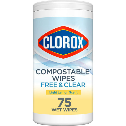Clorox Compostable Cleaning Wipes, All Purpose Wipes, Simply Lemon, 75 Count EasyOptionXY LLC
