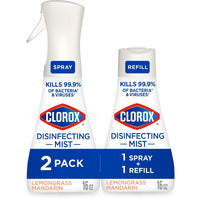 Clorox Disinfectant Mist, 1 Spray and 1 Refill, Lemongrass Mandarin, 16 fl oz, 2 Pack EasyOptionXY LLC