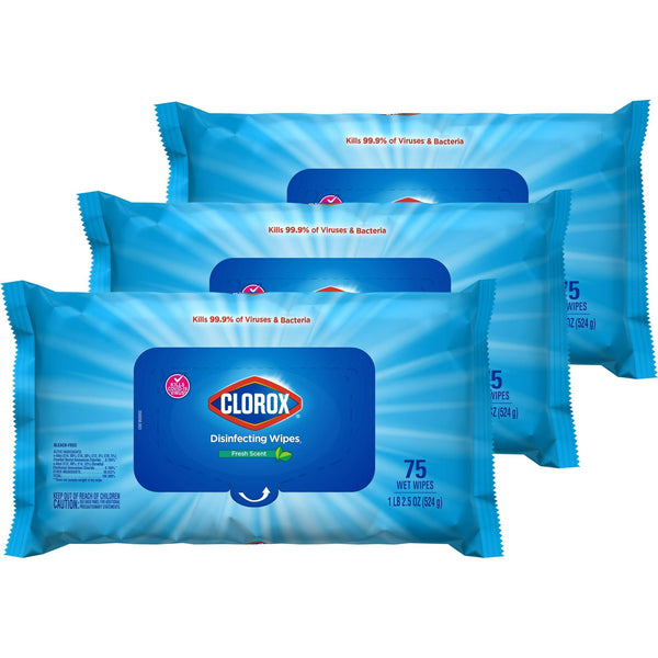Clorox Disinfecting Wipes, Fresh Scent, 75 Count, 3 Pack EasyOptionXY LLC